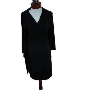 Wendy Williams Collection Size Large Black Wrap Dress Stretchy Jersey